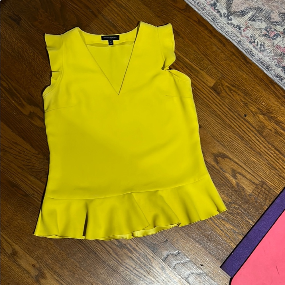 Banana Republic Yellow Sleeveless Ruffle Hem Top
